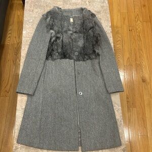 Michael Kors rabbit fur, mixed media grey coat